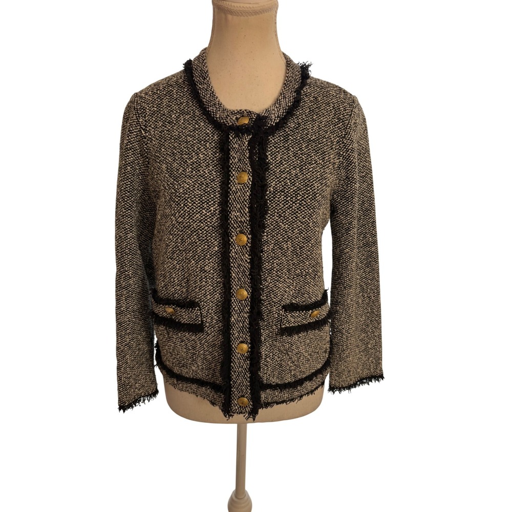 ME+EM Wool Blend Tweed Jacket Size Small Preppy